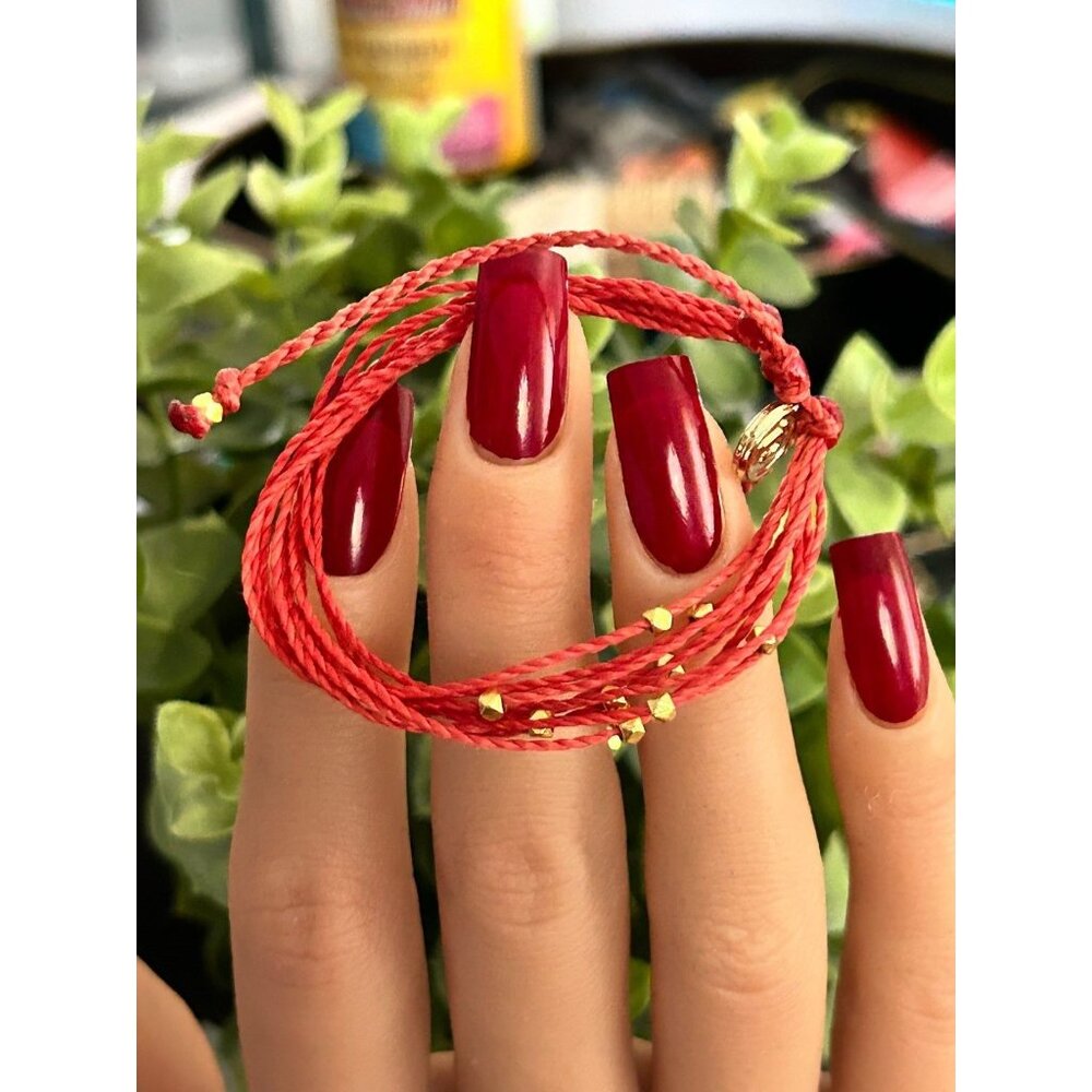 Pura Vida Red Strand with Gold Beads Bracelet - Picture 3 of 3